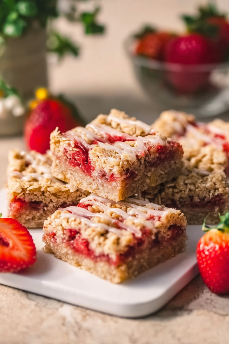 Healthy Strawberry Oatmeal Bars (Gluten Free + Vegan)