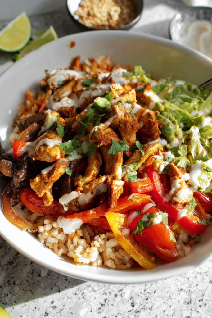 chicken fajita burrito bowl
