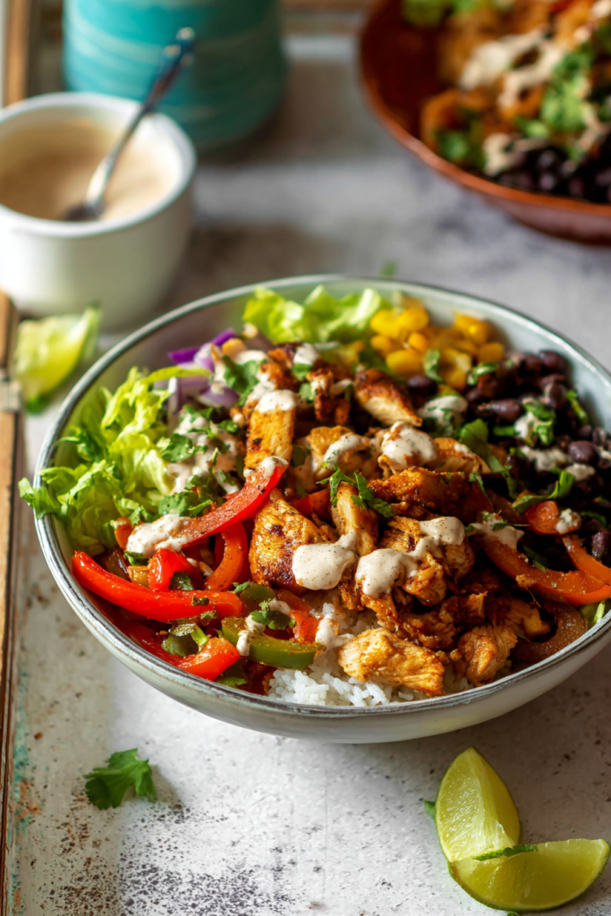 chicken fajita burrito bowl