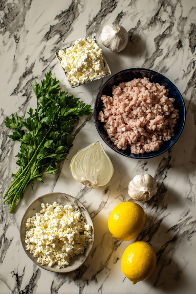 Greek Chicken Meatballs with Lemon Orzo