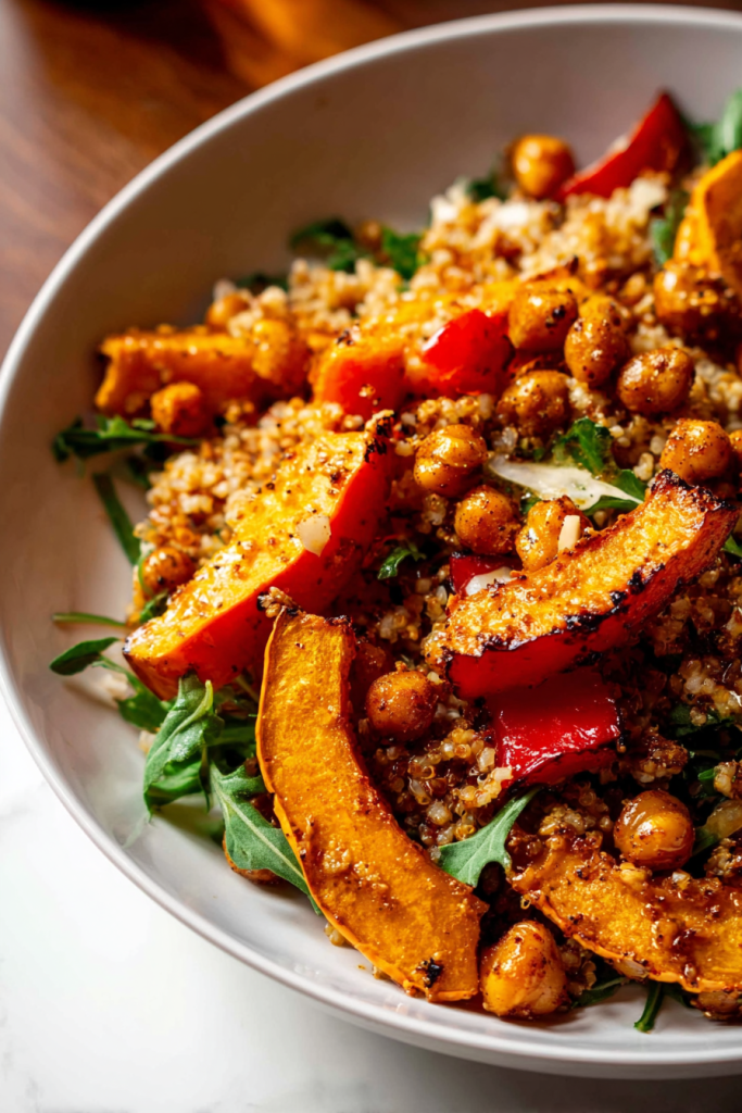 roasted squash salad with crispy chickpeas