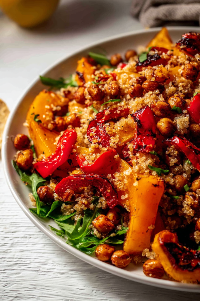 roasted squash salad with crispy chickpeas