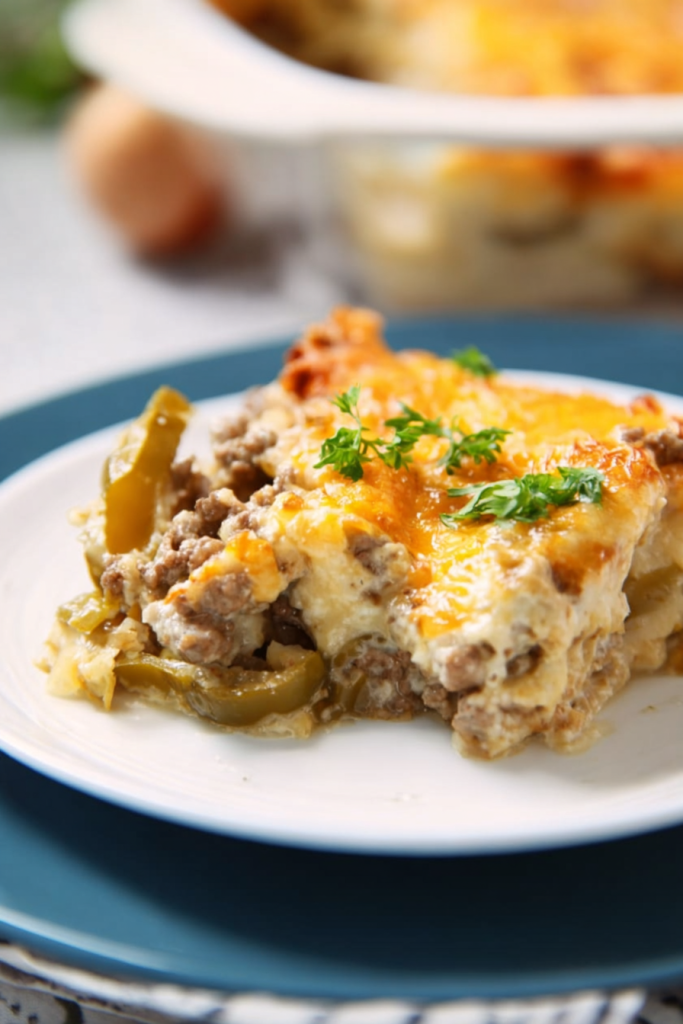 creamy beef green chili casserole