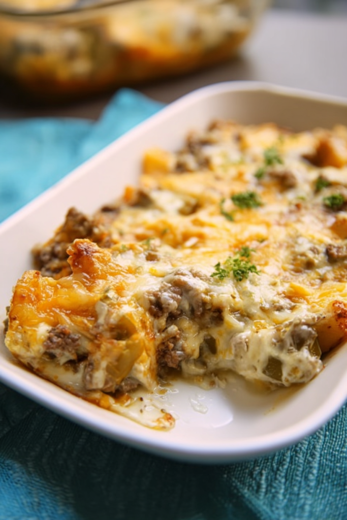 creamy beef green chili casserole