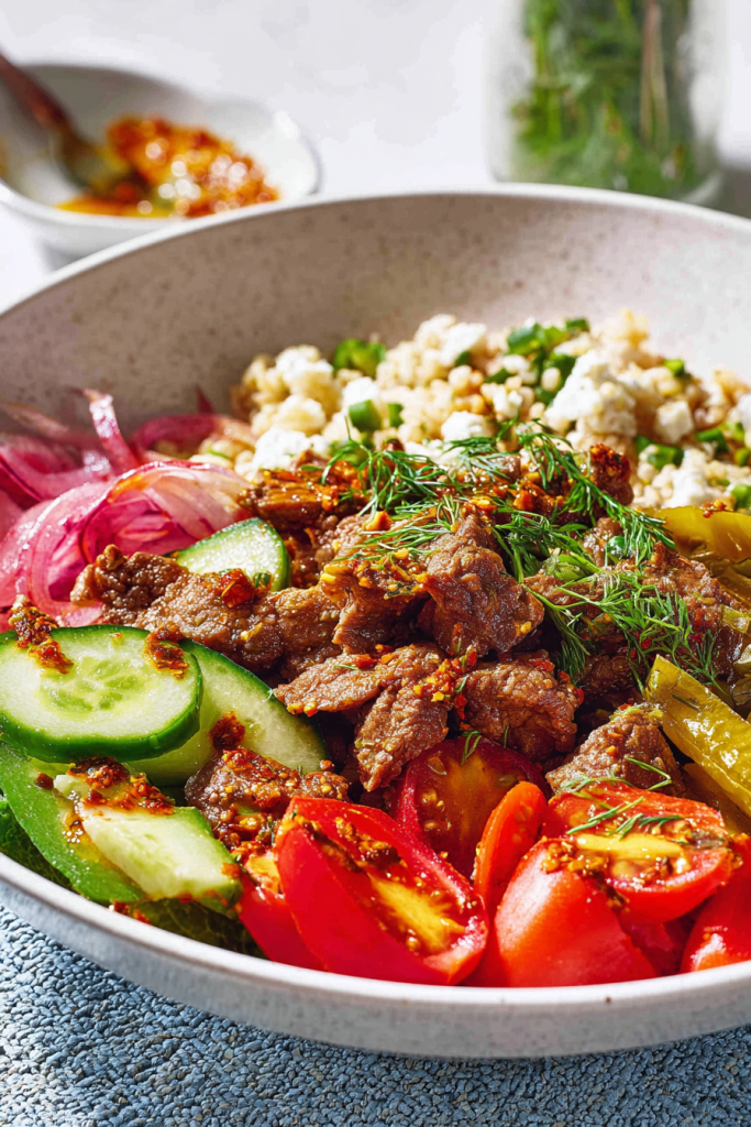 Mediterranean beef bowl