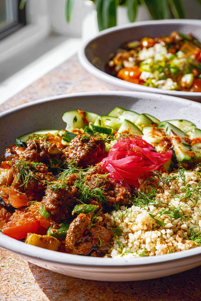 Mediterranean beef bowl