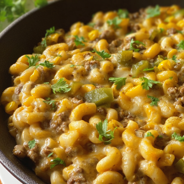 Salsa Verde Macaroni Beef Skillet