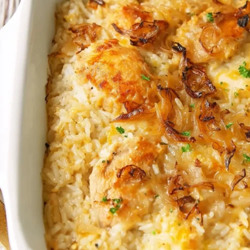 French Onion Chicken and Rice Bake