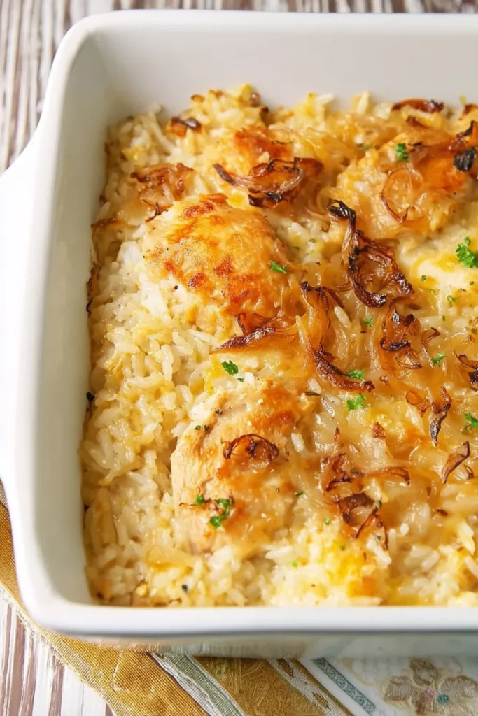 French Onion Chicken and Rice Bake